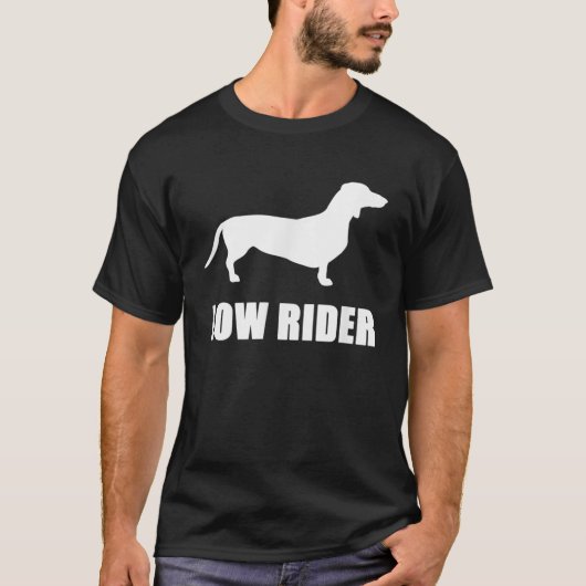 FUNNMENT WIENER DOG TEE SHIRT , LAGE RIDER , DACHS (Voorkant)