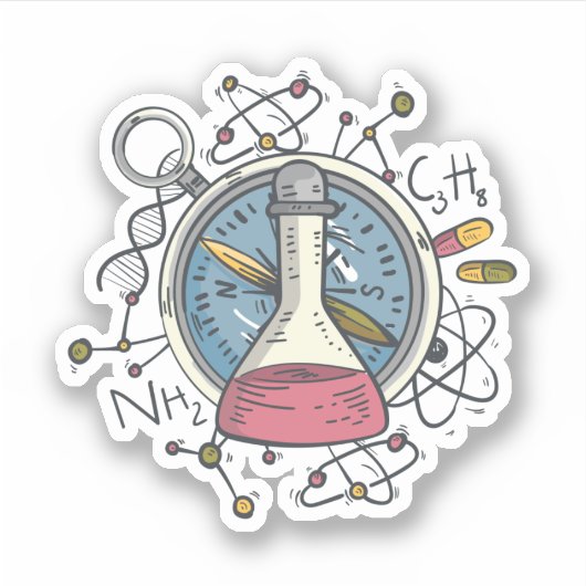 Funny С hemistry Science Pun Sticker (Voorkant)