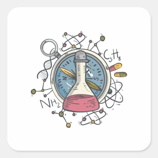 Funny С hemistry Science Pun Vierkante Sticker (Voorkant)
