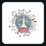 Funny С hemistry Science Pun Vierkante Sticker<br><div class="desc">Grappig С hemistry Science Pun-ontwerp is een illustratie van een kompas, chemische elementen, laboratoriumkolf en atomen met moleculen. Ideaal geschenk voor kind, man en vrouw die van chemie, wetenschap, biologie, natuurkunde houdt.</div>