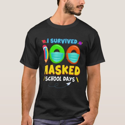 Funny 100 dagen virtuele schoolleraar student B T-shirt (Voorkant)