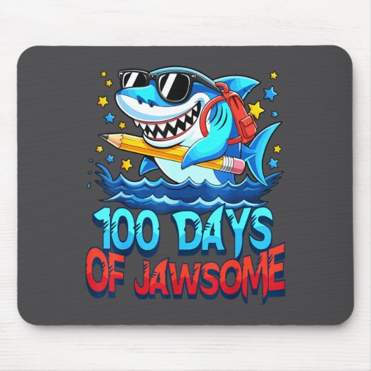Funny 100 Days Of Jawsome Shark Kids Boy 100th Day Muismat (Voorkant)
