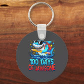 Funny 100 Days Of Jawsome Shark Kids Boy 100th Day Sleutelhanger (Voorkant)