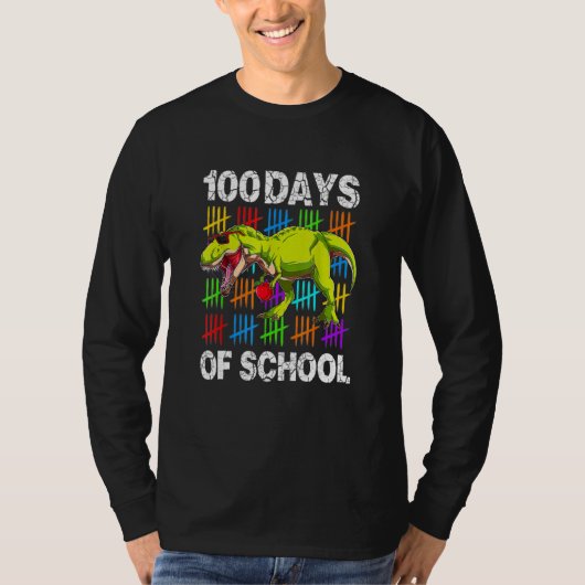 Funny 100 Days Of School 100th Day Of School Dino T-shirt (Voorkant)