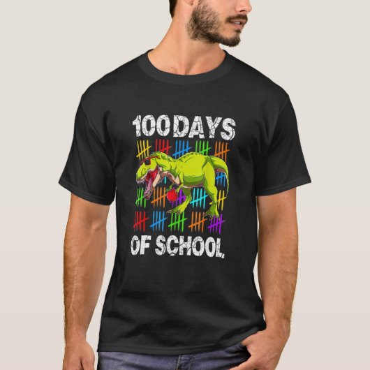 Funny 100 Days Of School 100th Day Of School Dino T-shirt (Voorkant)