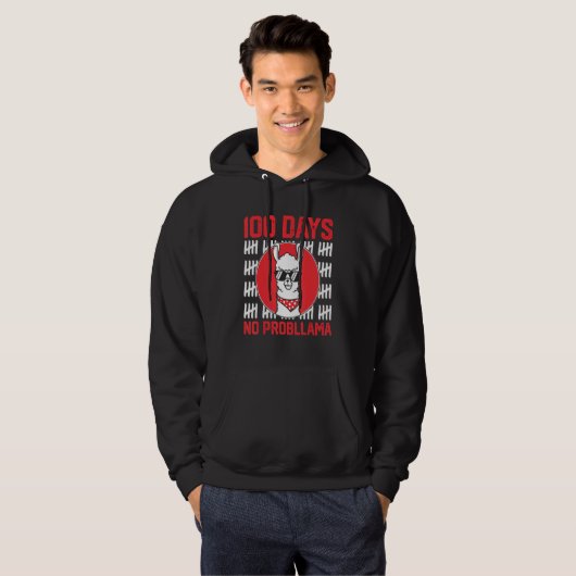 Funny 100 Days Of School No Prob-llama Llama Teach Hoodie (Voorkant volledig)