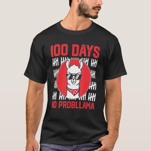 Funny 100 Days Of School No Prob-llama Llama Teach T-shirt (Voorkant)