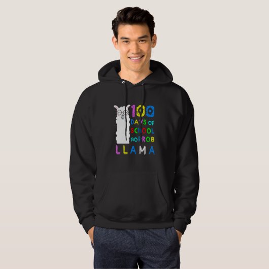 Funny 100 Days of School No Probllama Llama 100th  Hoodie (Voorkant volledig)