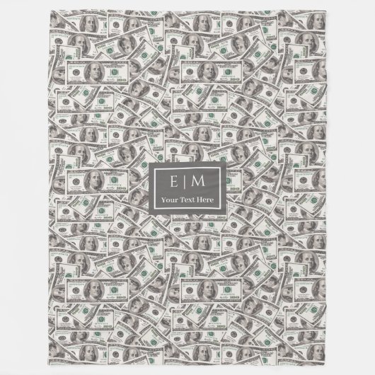 Funny 100 Dollar Pattern Custom Name Blanket Fleece Deken (Voorkant)