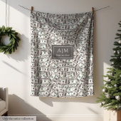 Funny 100 Dollar Pattern Custom Name Blanket Fleece Deken