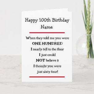 Funny 100th Birthday Cheeky Verse Birthday Card Kaart