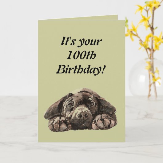Funny 100th Birthday Customize Labrador Retriever Kaart (Gele Bloem)