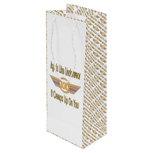 Funny 100th Birthday Gifts - Leeftijd is als onder Wijn Cadeautas (Achterkant Gekanteld)