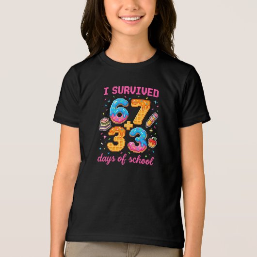 Funny 100th Day of School Pixel Art Math Gamer Tri-Blend Shirt (Voorkant)