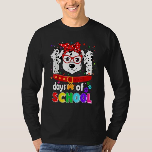 Funny 101 Days School Dog Lover Students Teachers T-shirt (Voorkant)