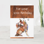 Funny 101ste Birthday Howling Coyote Kaart (Voorkant)