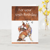 Funny 105th Birthday Howling Coyote Kaart (Gele Bloem)