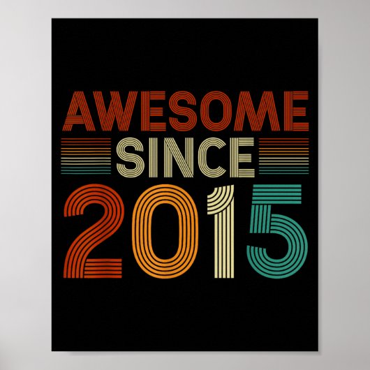 Funny 10 Year Old Awesome Since 2015 Birthday Son Poster (Voorkant)