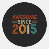 Funny 10 Year Old Awesome Since 2015 Birthday Son  Ronde Sticker (Voorkant)