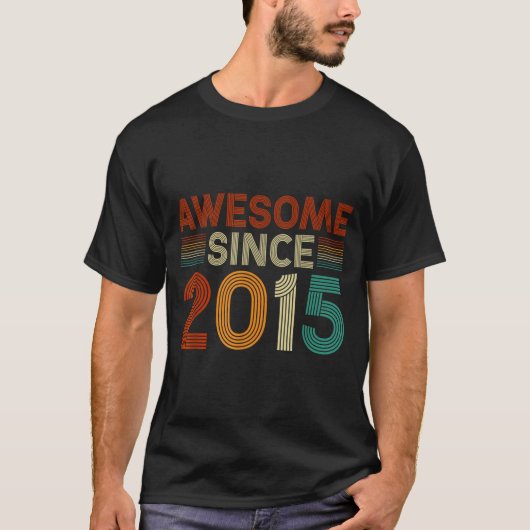 Funny 10 Year Old Awesome Since 2015 Birthday Son T-shirt (Voorkant)