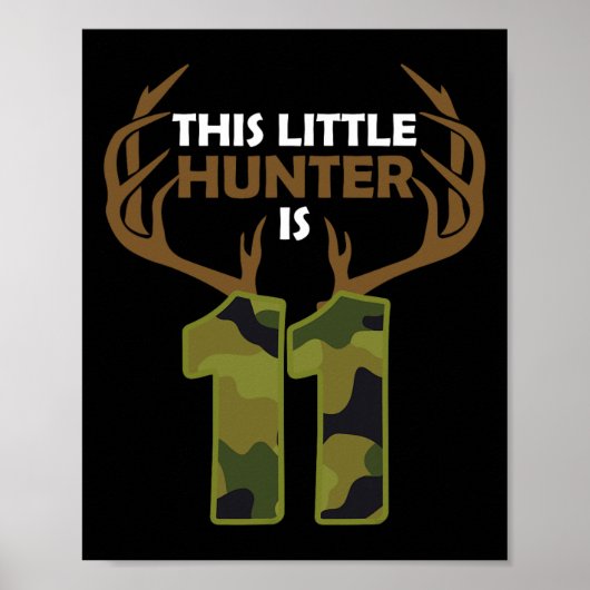 Funny 11th Birthday 11 Year Old Deer Hunter Gift B Poster (Voorkant)