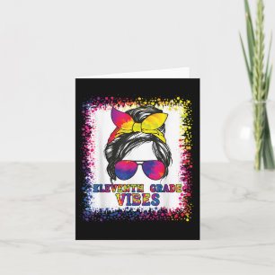 Funny 11th Grade Vibes Messy Bun Back to School Ki Kaart