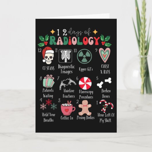 Funny 12 Days Of Radiology Christmas Radiate Xray Kaart (Voorkant)