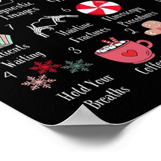 Funny 12 Days Of Radiology Christmas Radiate Xray  Poster (Hoek)