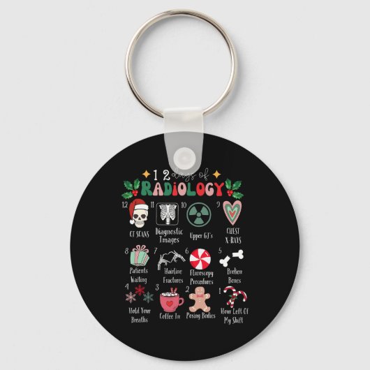 Funny 12 Days Of Radiology Christmas Radiate Xray Sleutelhanger (Voorkant)