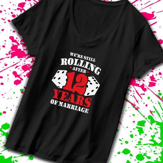 Funny 12e Jubileum koppels getrouwd 12 jaar T-shirt