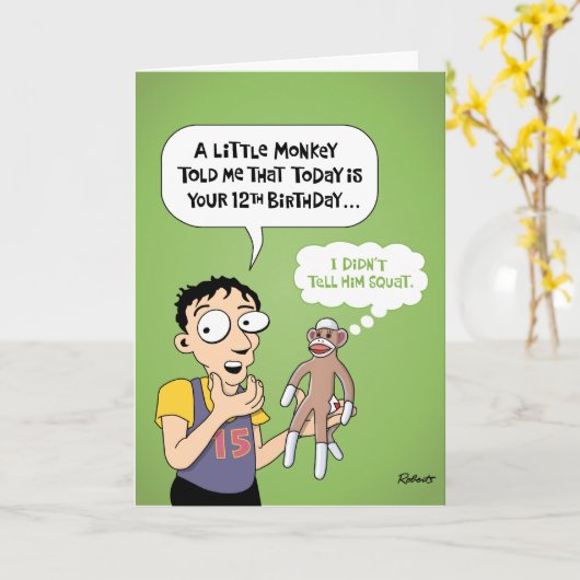 Funny 12th Birthday Kaart (Gele Bloem)