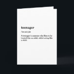 Funny 13th Birthday | Dertien tieners Kaart<br><div class="desc">Grappig dertiende wenskaart om een kind te vieren dat een verschrikkelijke tiener wordt. Dictionary design waarin de betekenis van het woord "tiener/t-shirt-nei-jah" wordt uitgelegd Een tiener is iemand die graag als een volwassene wordt behandeld,  terwijl hij zich als een kind gedraagt."</div>