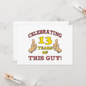Funny 13th Birthday for Boys Kaart (Voorkant / Achterkant in situ)