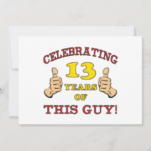 Funny 13th Birthday for Boys Kaart