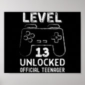 Funny 13th birthday level 13 unlocked gamers poster (Voorkant)