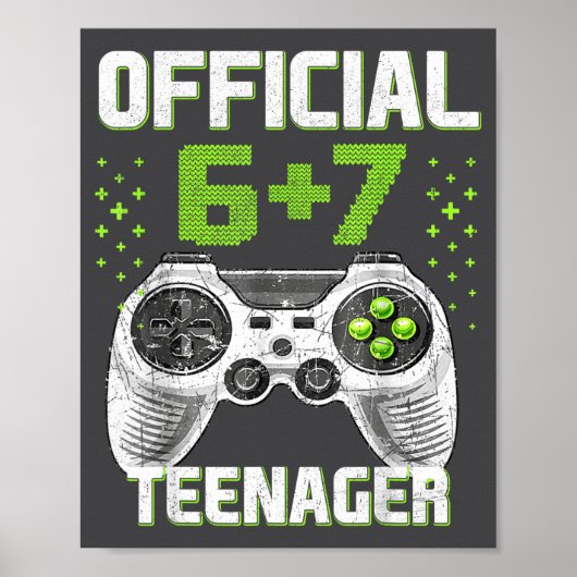 Funny 13th Birthday Teenager 6+7 Year Old Boys Kid Poster (Voorkant)