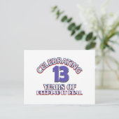Funny 13th jarig design briefkaart (Staand voorkant)