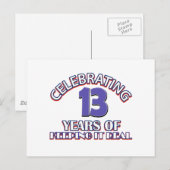 Funny 13th jarig design briefkaart (Voorkant / Achterkant)