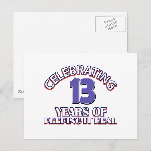 Funny 13th jarig design briefkaart (Voorkant / Achterkant)