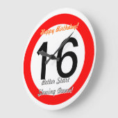 Funny 16th Birthday Joke 16 Road Sign Speed Limit Grote Klok (Hoek)