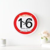 Funny 16th Birthday Joke 16 Road Sign Speed Limit Grote Klok (Huis)
