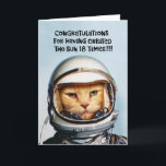 Funny 18th Birthday Card Kaart<br><div class="desc">Funny 18th Birthday Wenskaart voor een 18-jarige met retro NASA space cat</div>