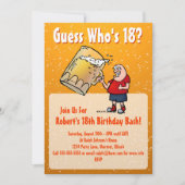 Funny 18th Birthday Party Invitation with Big Beer Kaart (Voorkant)