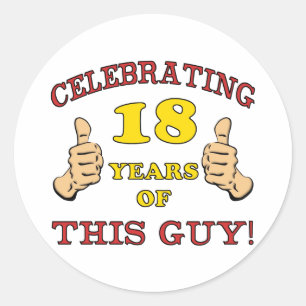 Funny 18th Birthday voor jongens Ronde Sticker