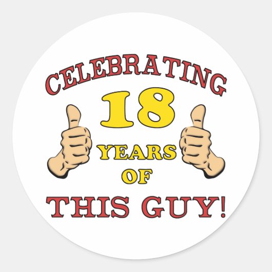 Funny 18th Birthday voor jongens Ronde Sticker (Voorkant)