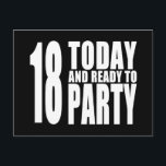 Funny 18th Birthdays : 18 Vandaag en klaar om te f Uitnodiging Briefkaart<br><div class="desc">Een nieuw ontwerp voor 2013 en een deel van mijn serie geschenken die speciaal voor verjaardagen zijn gemaakt. Ik hou echt van de grappige, positieve humor in dit ontwerp. De letters zijn groot, moedig en vol vertrouwen. Het ontwerp komt in een keus van twee kleurenregelingen: zwart, wit, roze en wit....</div>