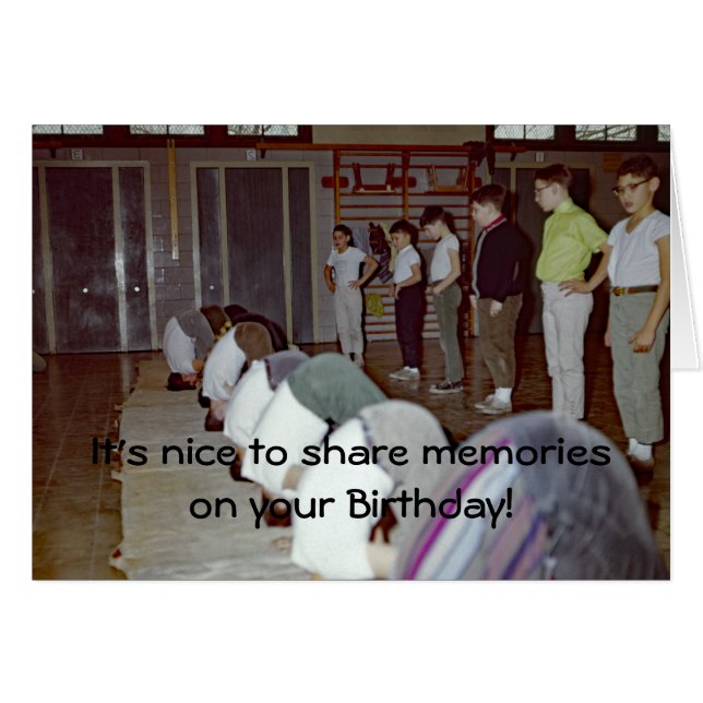 FUNNY 1950'S BOYS GYM CLASS SCHOOL FOTOGRAPH (Voorkant Horizontaal)