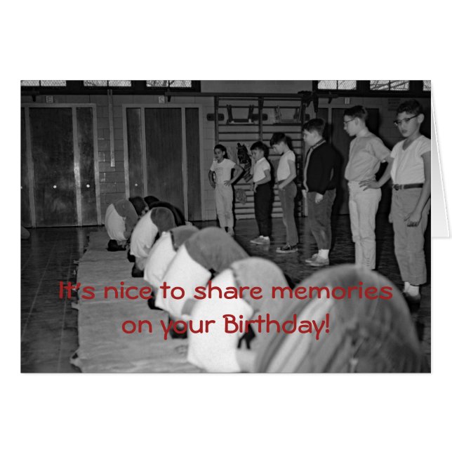 FUNNY 1950'S BOYS GYM CLASS SCHOOL FOTOGRAPH (Voorkant Horizontaal)