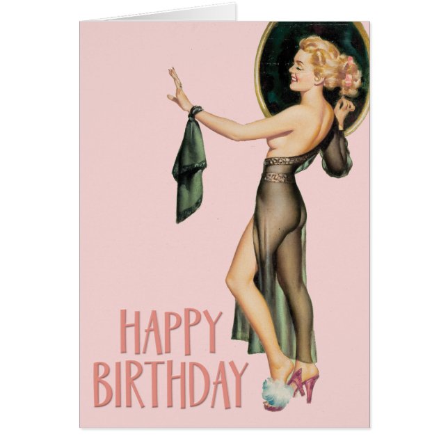 Funny 1950s Pin-Up Girl Birthday Card (Voorkant)