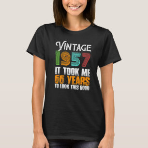 Funny 1957 66 jaar oud Verjaardag Retro Fat T-shirt